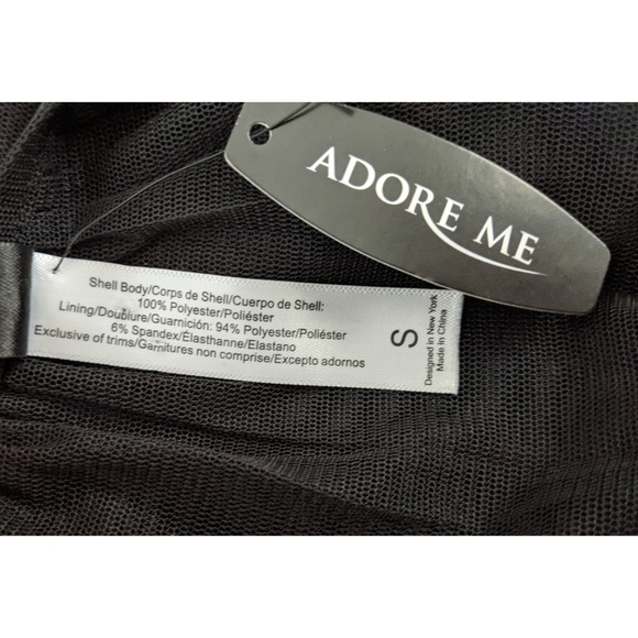 🆕 Adore Me Black Bodysuit with Mesh Cover Size S - Picture 3 of 6